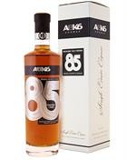 Flaske ABK6 Millesime 1985 cognac med tilhørende sæt cognacglas