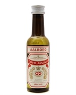 Lille miniatureflaske Aalborg Taffel akvavit med rødt etiket