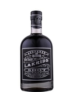 Aflang apotekerflaske med lakridssort shot fra A.H. Riise