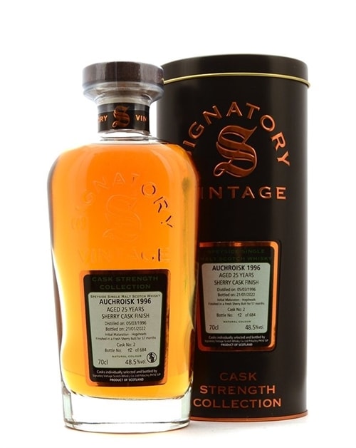 Auchroisk 1996/2022 Signatory 25 år sherryfad flaske, Single Speyside Malt Scotch Whisky