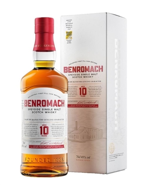 Benromach 10 år Speyside Single Malt Whisky flaske fra Forres