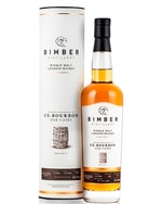 Flaske Bimber Ex-Bourbon Oak Casks whisky med gylden farve