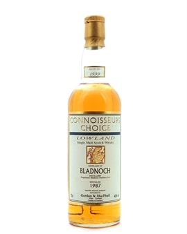 Bladnoch 1987 Connoisseurs Choice flaske med korttegnet etiket