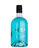 VDKA Blue flaske med klar turkisblå væske og blåt Cruz Conde mærke