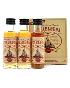 Tre miniatureflasker SevaBlødda Bornholmer Dram samlet