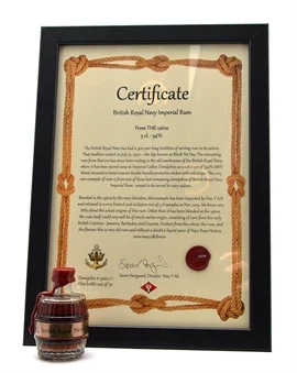 Miniatureflaske British Royal Navy Imperial Rom med certifikat