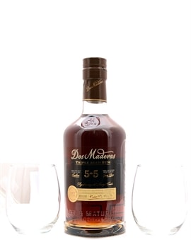 Dos Maderas Gavesæt m. 2 glas Caribbean Ron Añejo 5+5 år Rom 70 cl 40%