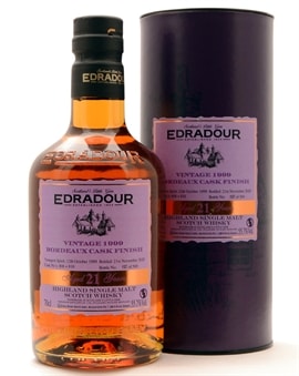 Flaske Edradour 1999 Bordeaux Cask Finish 21 år Highland Single Malt Scotch Whisky
