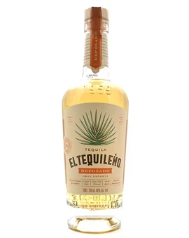 Flaske El Tequileño Reposado Gran Reserva Tequila med gylden væske og mørk etiket