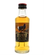 Famous Grouse Smoky Black miniflaske med sort etiket og urfugl