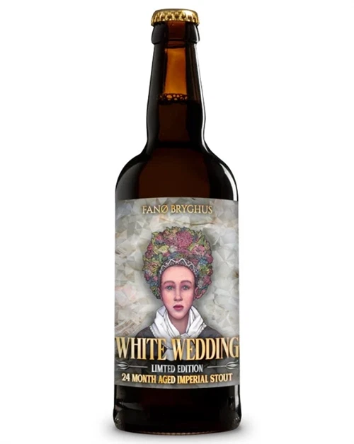 Mørk ølflaske med White Wedding Limited Edition Imperial Stout fra Fanø Bryghus