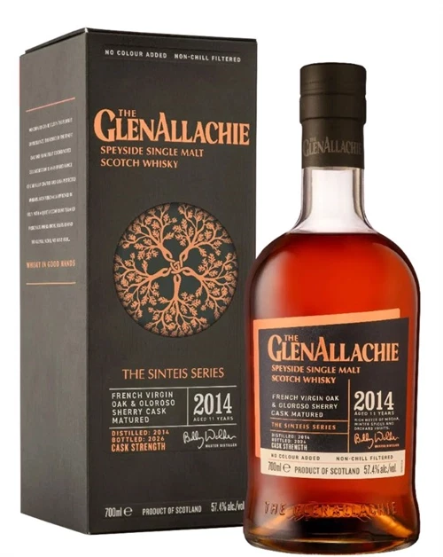 GlenAllachie Sinteis Series Part 3-flaske med dyb ravfarvet whisky