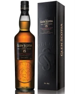 Glen Scotia 15 år Old Version flaske med sort etiket og guldskrift