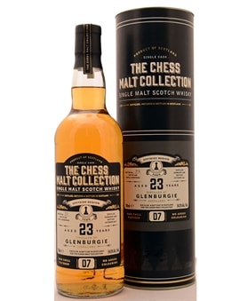 Glenburgie Chess Malt Collection D7 flaske med skakbrik på etiketten