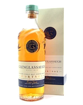 Glenglassaugh Portsoy flaske med mørk etiket og havnemotiv