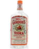 Vintage Gordon's Vodka-flaske med orange etiket og indbygget skænkeprop