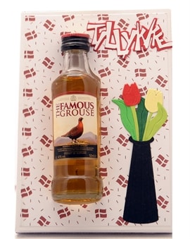 Kort - Lykønskningskort med Famous Grouse flaske 5 cl