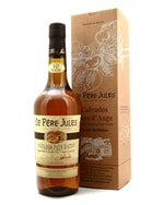 Flaske Le Pere Jules calvados med gyldenbrun farve