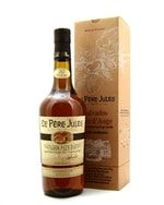 Flaske Le Pere Jules calvados med mørk ravfarve