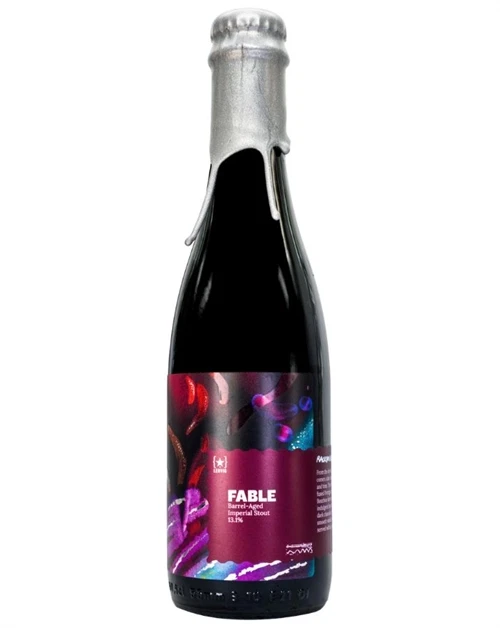 Mørk ølflaske med Lervig Fable By Rackhouse Imperial Stout