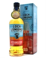 Flaske Loch Lomond Steam & Fire Single Malt Whisky med mørk etiket