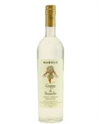 Flaske Marolo grappa med etiket der nævner Brunello og Valdicava
