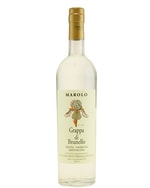 Flaske Marolo grappa med etiket der nævner Brunello og Valdicava