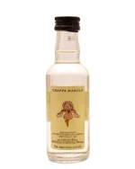 Lille miniatureflaske Marolo grappa med lyst, klart indhold