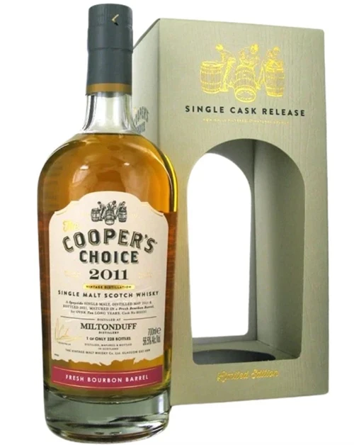 Miltonduff Coopers Choice bourbon whiskyflaske