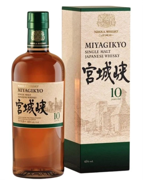 Nikka Miyagikyo 10 år-flaske med flodmotiv