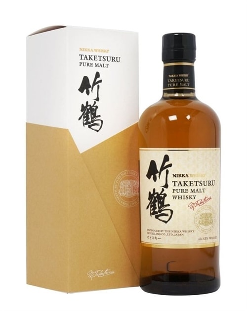 Nikka Taketsuru Pure Malt-flaske med portræt-etiket