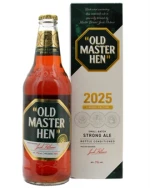 Ravfarvet ølflaske med Greene King Old Master Hen 2025
