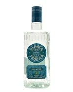Flaske Olmeca Silver Tequila med klar væske og blå etiket