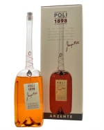 Flaske Poli Arzente italiensk brandy med rustik etiket og gylden væske