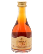 Lille miniatureflaske Remy Martin 1738 Accord Royal Cognac med gylden væske