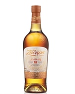 Flettet palmeblad-etikette på rund flaske, Ron Zacapa Ambar