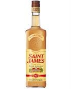 Firkantet flaske med stråfarvet rom og enkelt Saint James-logo