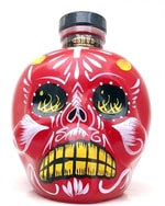 Hjerteformet sort flaske Sangre de Vida Tequila Reposado med røde detaljer