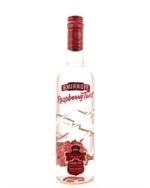 Smirnoff Raspberry Twist flaske med rød etiket og hindbærmotiv