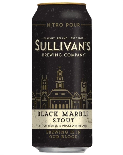 Mørk øldåse med Sullivans Nitro Pour Black Marble Stout