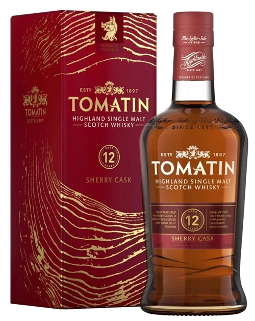Tomatin 12 år Sherry Cask Single Highland Malt Whisky flaske fra Tomatin