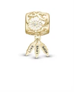 Underberg charm "Live, Love, Hope" som forgyldt