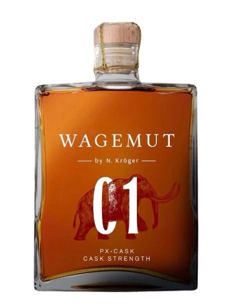 Flaske Wagemut PX-Cask med mørk rav-farvet rom