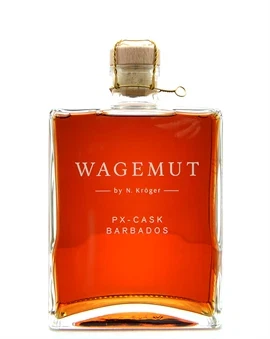 Flaske Wagemut PX-Cask Spirit Drink med rav-farvet rom