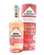 Flaske Warner's Rhubarb Harrington Gin med lyserød farve