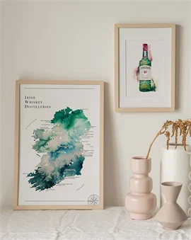 Watercolour Irish Distillery Map 29,7x42 cm Plakat A3
