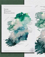 Watercolour Irish Distillery Map 29,7x42 cm Plakat A3