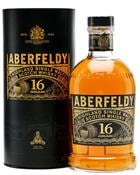 Aberfeldy 16 år Highland Single Malt Scotch Whisky flaske med mørk guldetiket