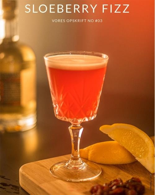 Sloeberry Fizz cocktail med Fary Lochan ginlikør