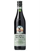 Flaske Fernet Branca Menta med grønt etiket og gylden ørn